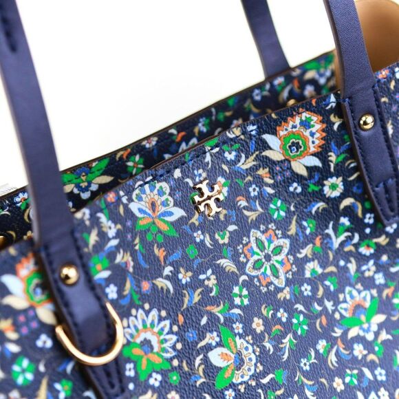 NWT Tory Burch KERRINGTON Midnight Floral Square Tote - Picture 10 of 11